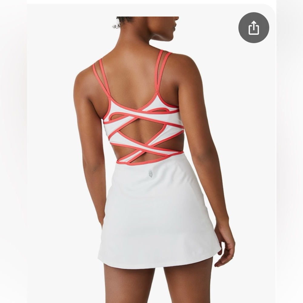 FP Movement by Free People White and Red Strappy Dress
